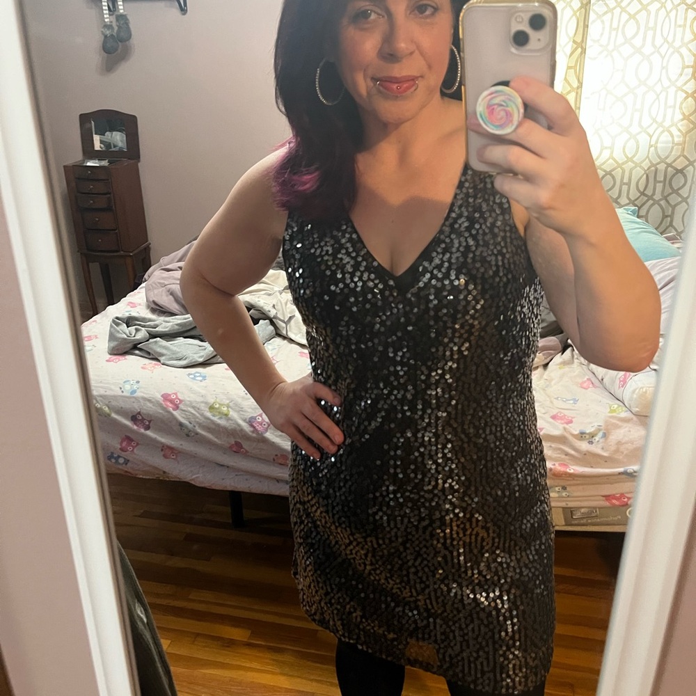 American Eagle Outfitters Black Sequin Dress Large